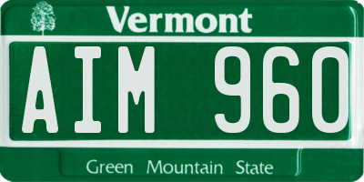 VT license plate AIM960
