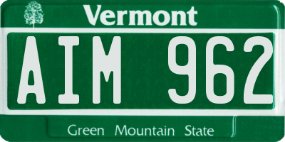 VT license plate AIM962