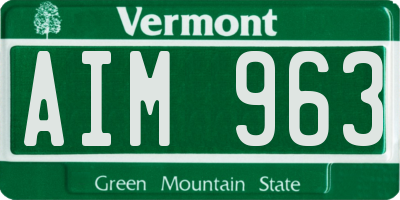 VT license plate AIM963