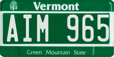 VT license plate AIM965