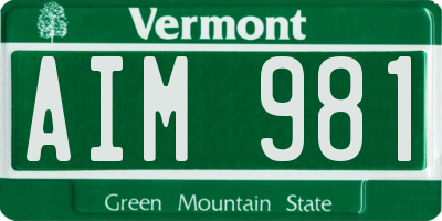 VT license plate AIM981