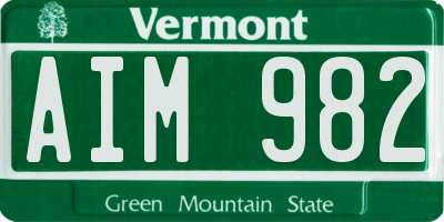 VT license plate AIM982