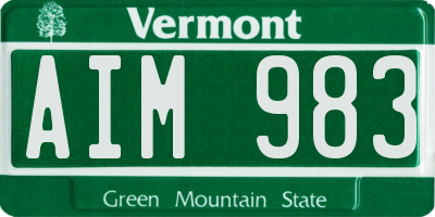 VT license plate AIM983