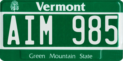VT license plate AIM985