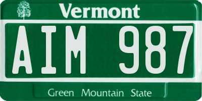 VT license plate AIM987
