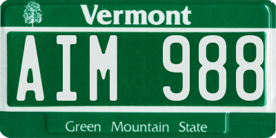 VT license plate AIM988