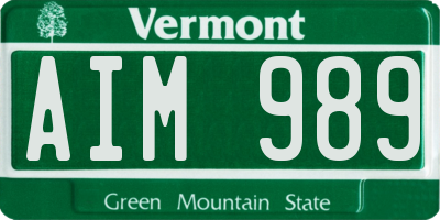 VT license plate AIM989