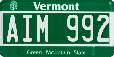 VT license plate AIM992