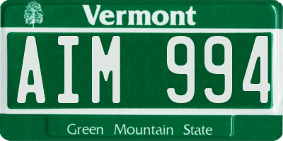 VT license plate AIM994