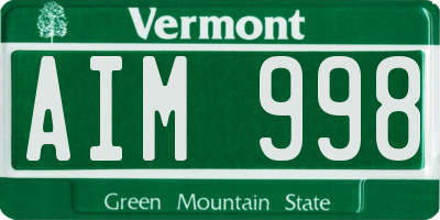 VT license plate AIM998