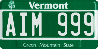 VT license plate AIM999