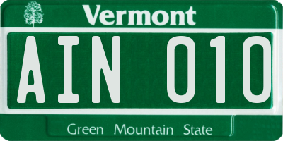 VT license plate AIN010