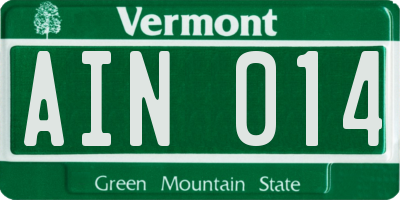 VT license plate AIN014