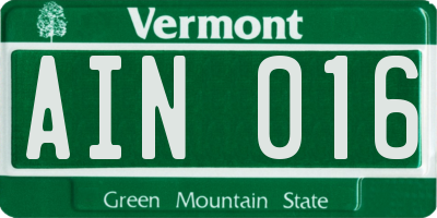 VT license plate AIN016