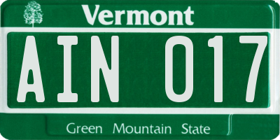 VT license plate AIN017
