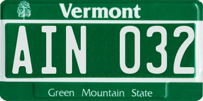 VT license plate AIN032