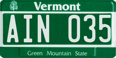 VT license plate AIN035