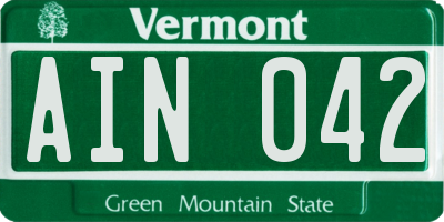 VT license plate AIN042