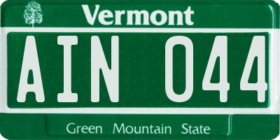 VT license plate AIN044