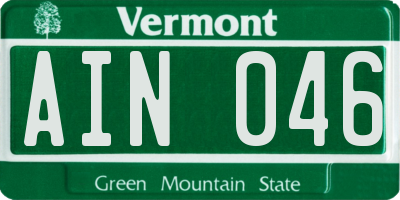 VT license plate AIN046