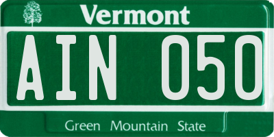 VT license plate AIN050