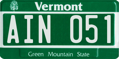VT license plate AIN051