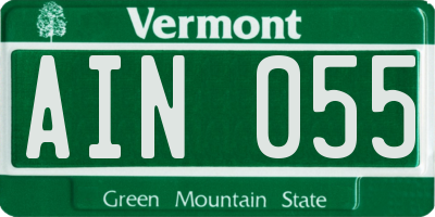 VT license plate AIN055