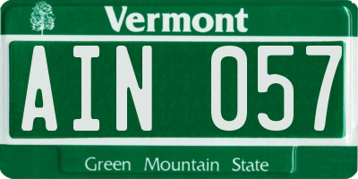 VT license plate AIN057