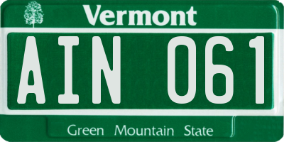 VT license plate AIN061