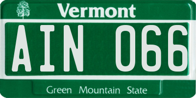 VT license plate AIN066
