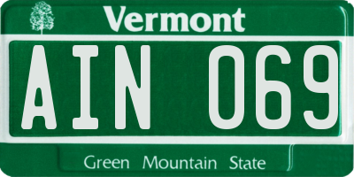VT license plate AIN069