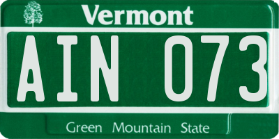 VT license plate AIN073