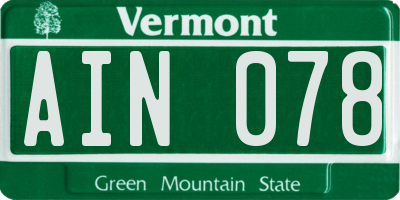 VT license plate AIN078