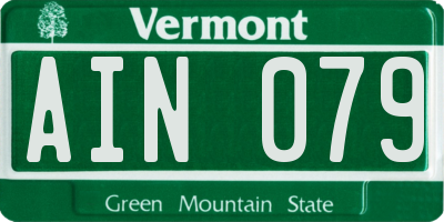 VT license plate AIN079