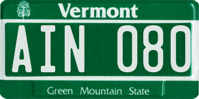 VT license plate AIN080