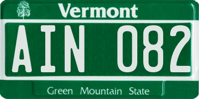 VT license plate AIN082