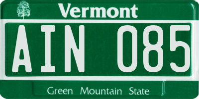 VT license plate AIN085