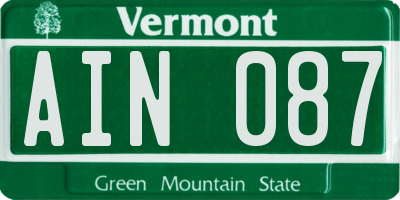 VT license plate AIN087