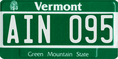 VT license plate AIN095