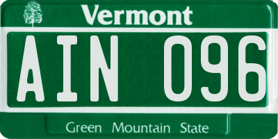 VT license plate AIN096