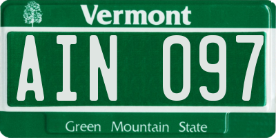 VT license plate AIN097