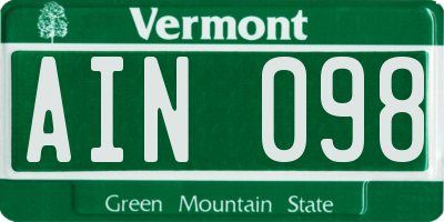 VT license plate AIN098