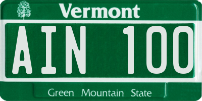 VT license plate AIN100