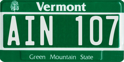 VT license plate AIN107