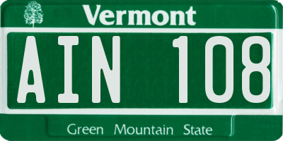 VT license plate AIN108