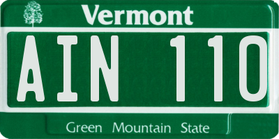VT license plate AIN110