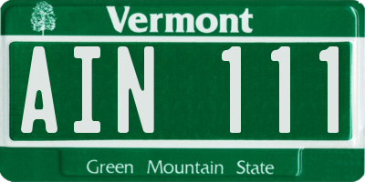 VT license plate AIN111