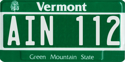 VT license plate AIN112