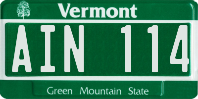 VT license plate AIN114