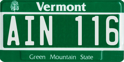 VT license plate AIN116